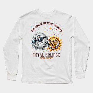 Total Solar Eclipse Chase April 2024 Sun is Getting Mooned Gift For Men Women Long Sleeve T-Shirt